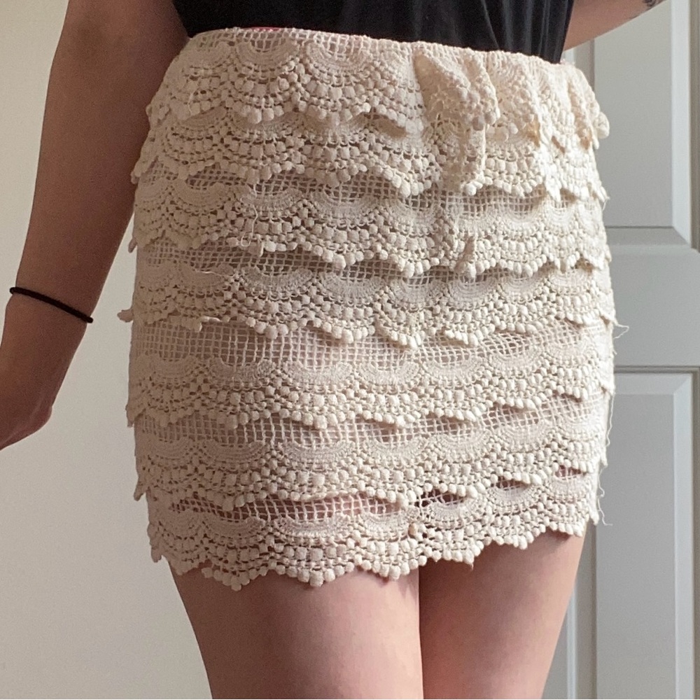 Elegant Cream Lace Skirt